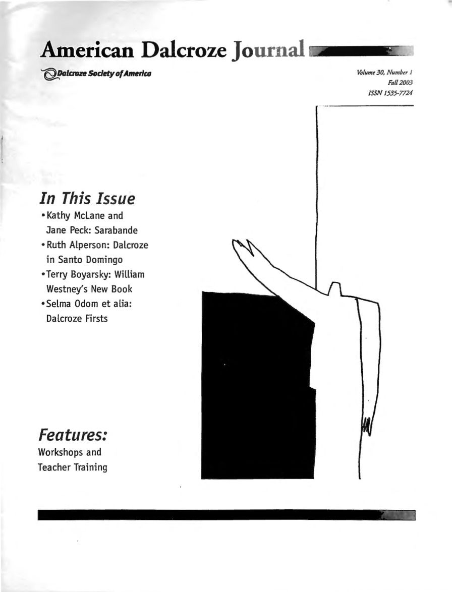 American Dalcroze Journal Vol. 30 No. 1 – Fall 2003